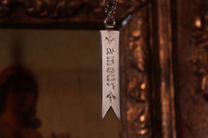 Double Sided Posey Necklace - "Amour/Merci"